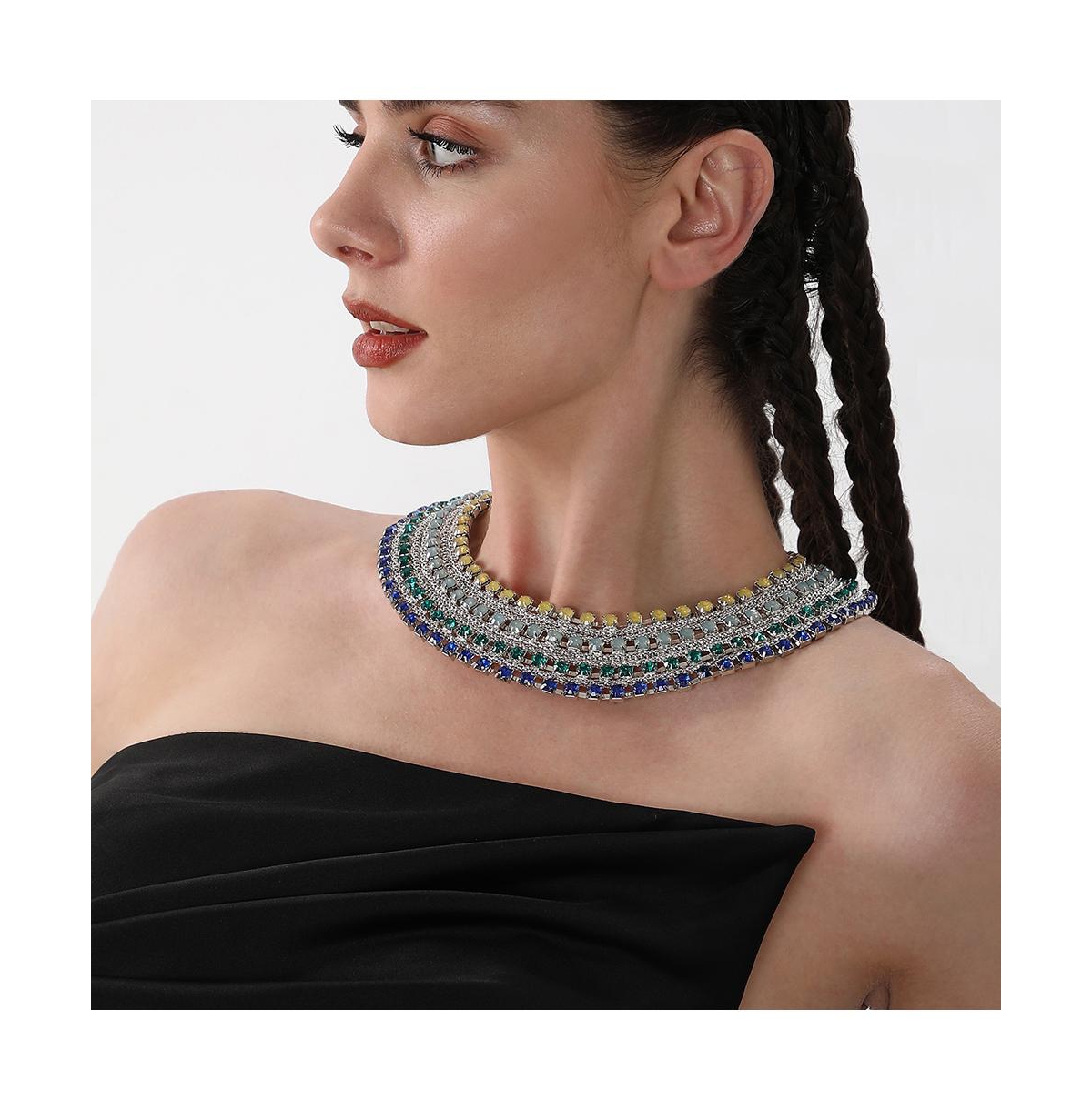 Sohi Women's The Egyptian Bijou Statement Necklace In Blue