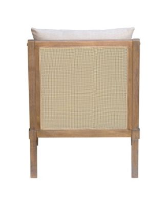 28" Wood Morgan Wide Cane Accent Chair with Removable Back Cushion