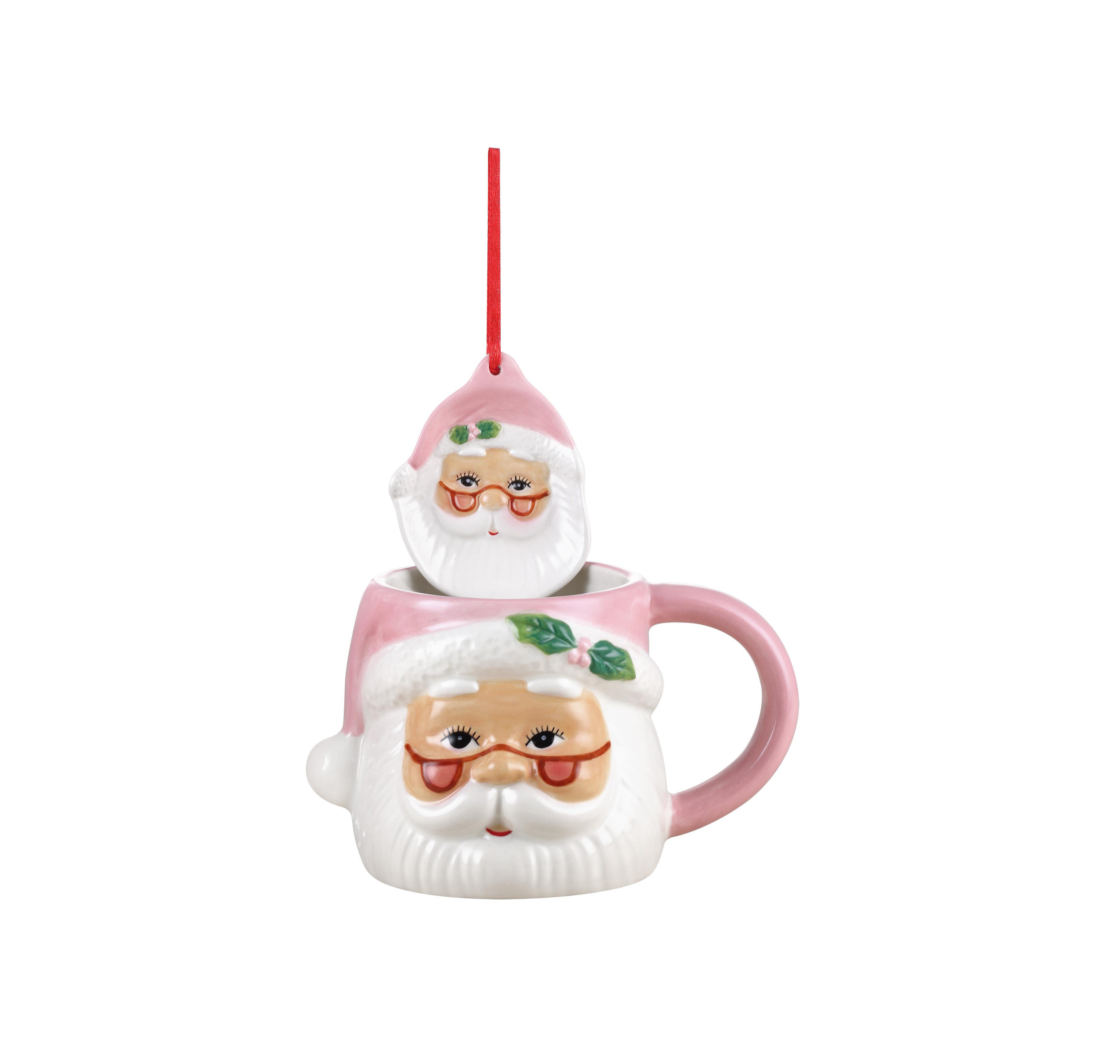 Mr. Christmas 16 Oz. Ceramic Santa Mug and Ornament Set
