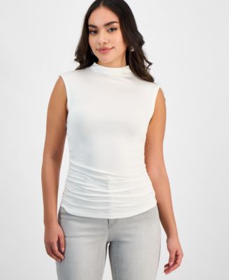 I.N.C. International Concepts - Petite High-Neck Side-Ruched Top