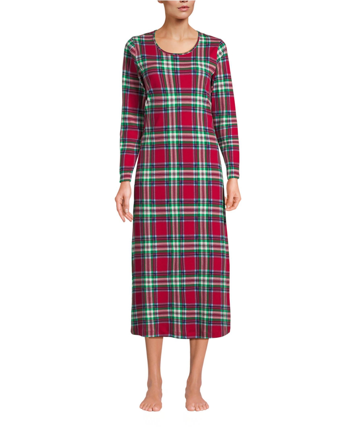 Lands' End Women's Tall Cotton Sleeve Midcalf Nightgown