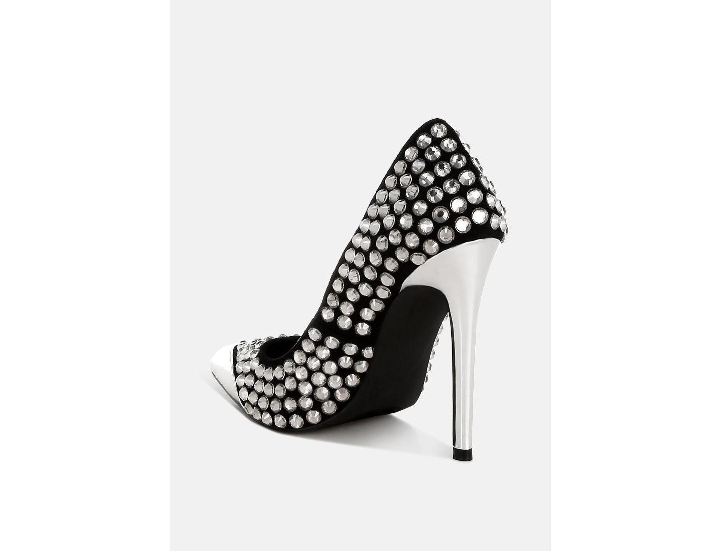 Женские туфли London Rag Super Fan Diamante Embellished Stiletto Pumps, цвет: Чёрный — фото 3