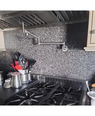 Wall-Mount Pot Filler Faucet in Brushed Nickel Finish with Dual Swing Joints Design for Kitchen Use