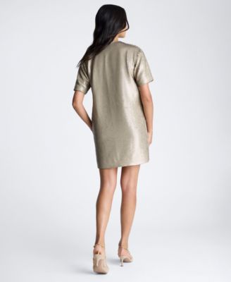 Women's Sequin Short-Sleeve T-Shirt Shift Dress
