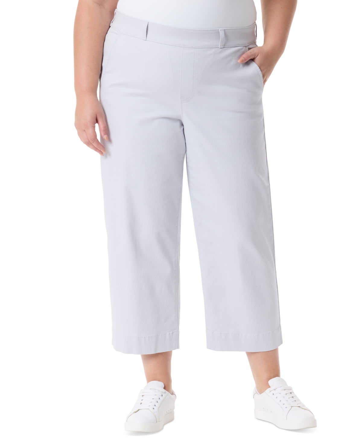 Gloria Vanderbilt Plus Size Shape Effect Wide-leg Cropped Pants In Warm Grey