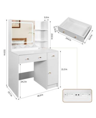 Large Modern Vanity Set with Three Level Storage Dresser