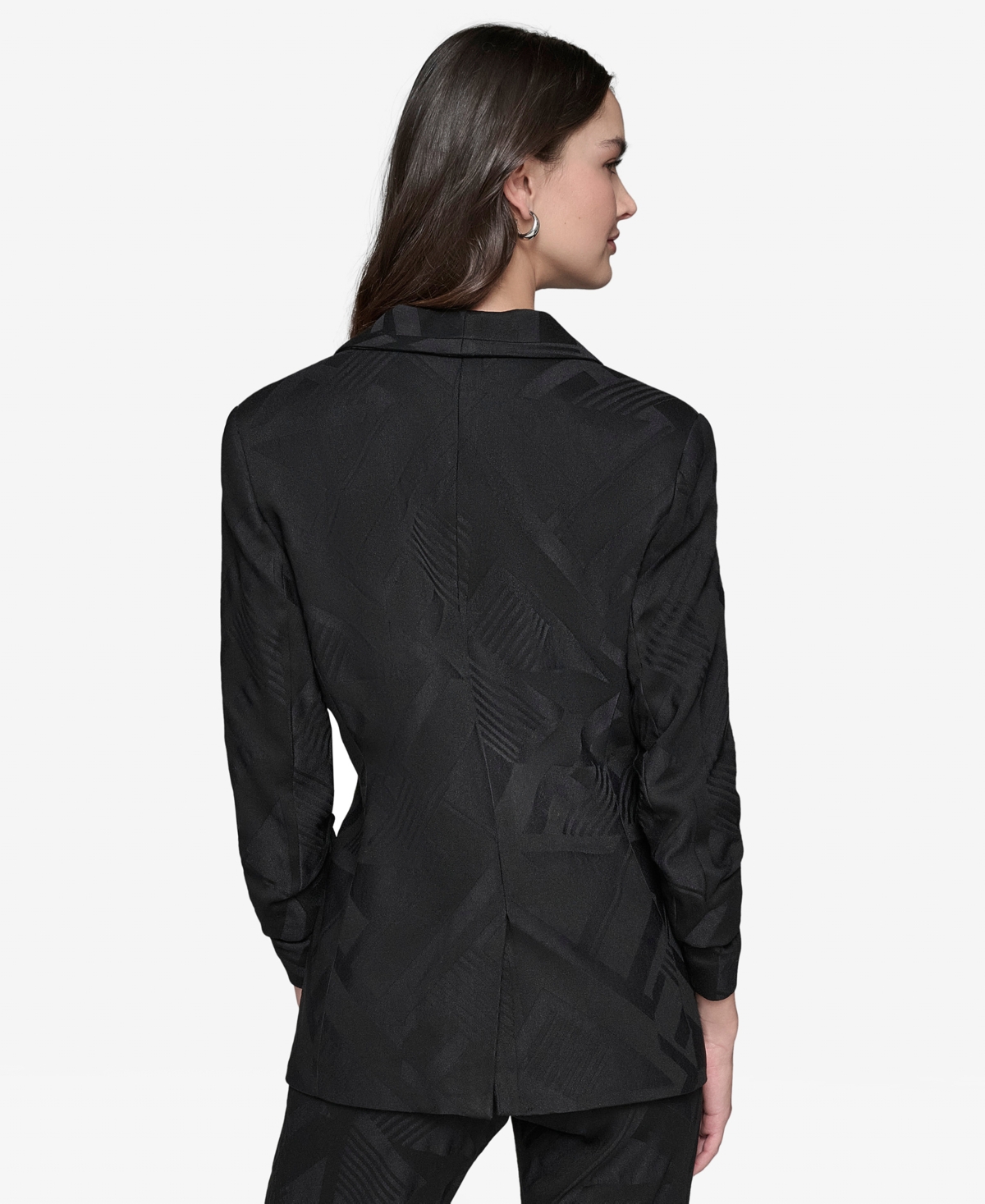 Shop Karl Lagerfeld Women's Jacquard Shawl-collar Blazer In Black