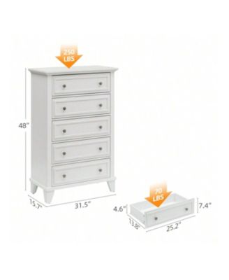 Chest Of Drawers, 5-Layer Dresser For Bedroom, Living Room, Entryway And Closet, Chest Of Drawers With Metal Handles, TV Stand, Closet Organizer And Storage Clothing, Vintage Tall Dresser For Bedroom, Living Room, Entryway And Closet