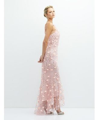 Dessy Collection Sheer Halter Neck 3D Floral Embroidered