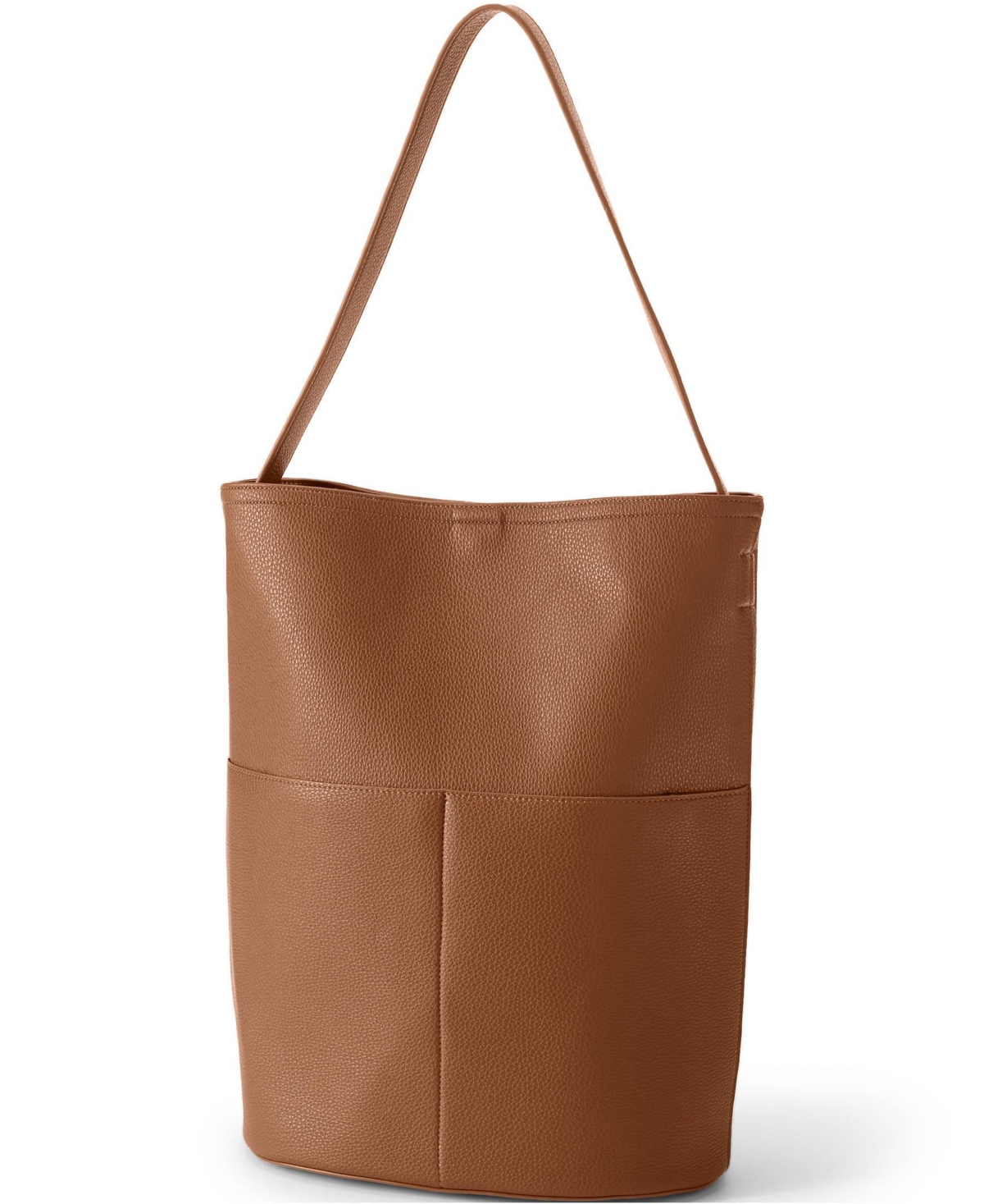 Women's Faux Leather Bucket Bag - Dark caramel
