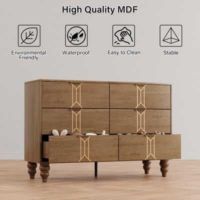 1 PC Wooden Modern 6 Drawer Dresser