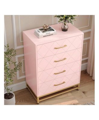 4-drawer, wood, dresser with metal handles – sturdy frame modern bedroom furniture for organized storage.