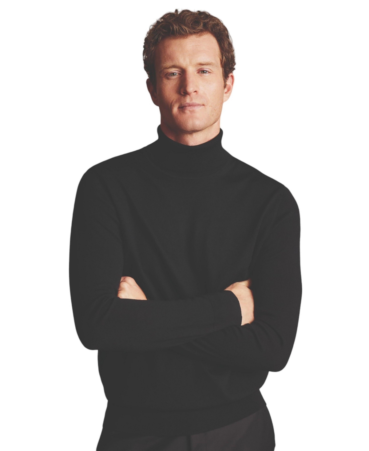 Men's Pure Merino Roll Neck Sweater - Black