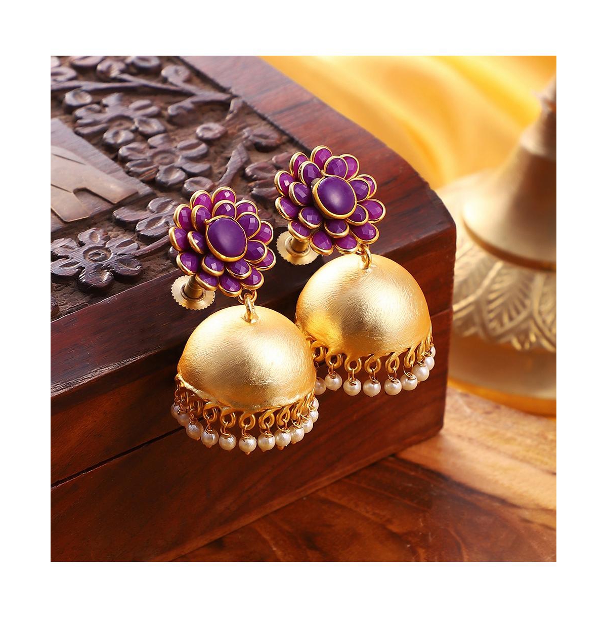 Sohi Women's The Zaria Drop Earrings In Purple