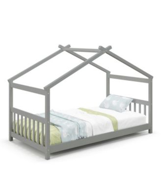 Twin Size Wooden House Bed with Roof