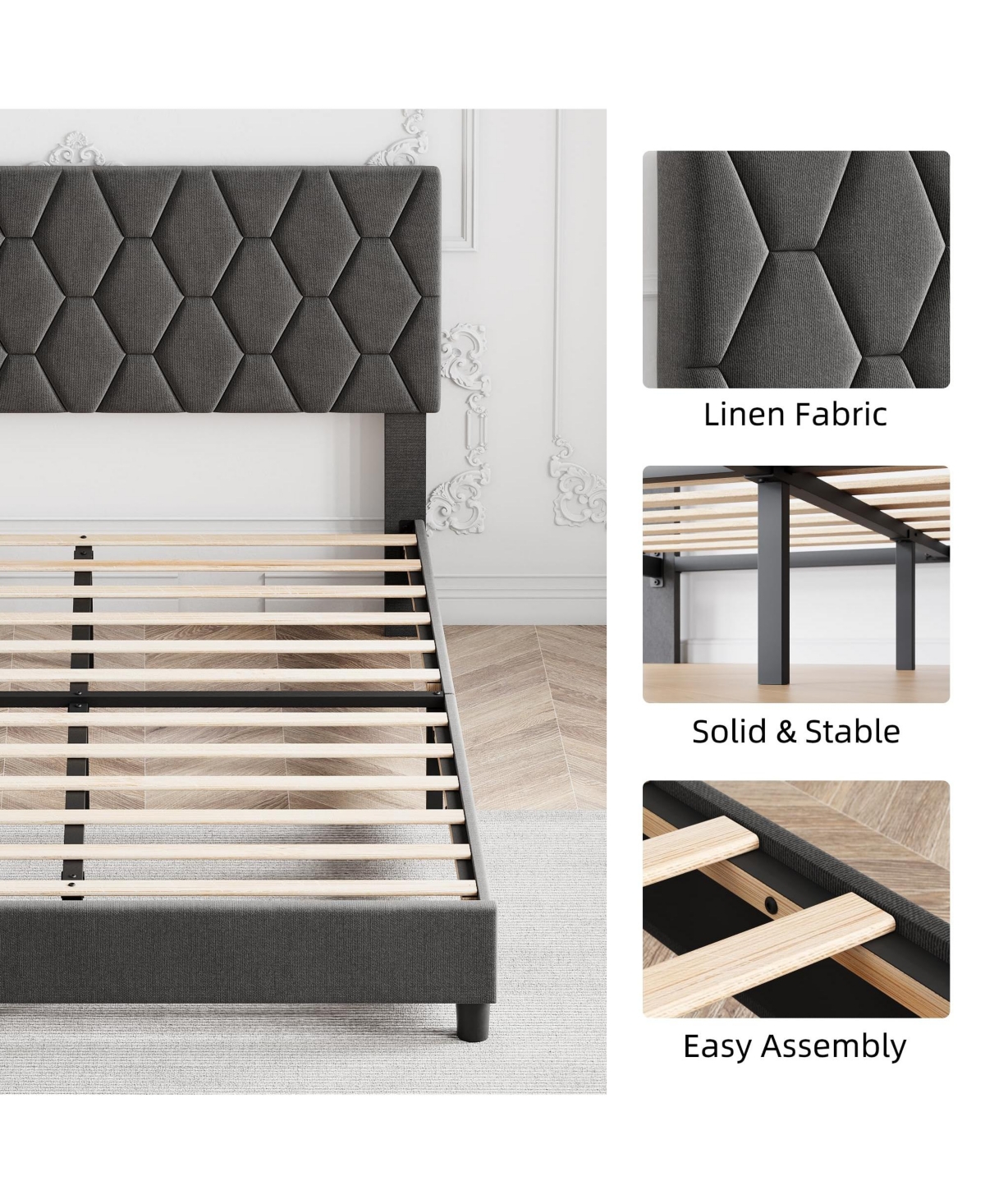 Gaomon Bed Frame, Size Upholstered Bed Frame