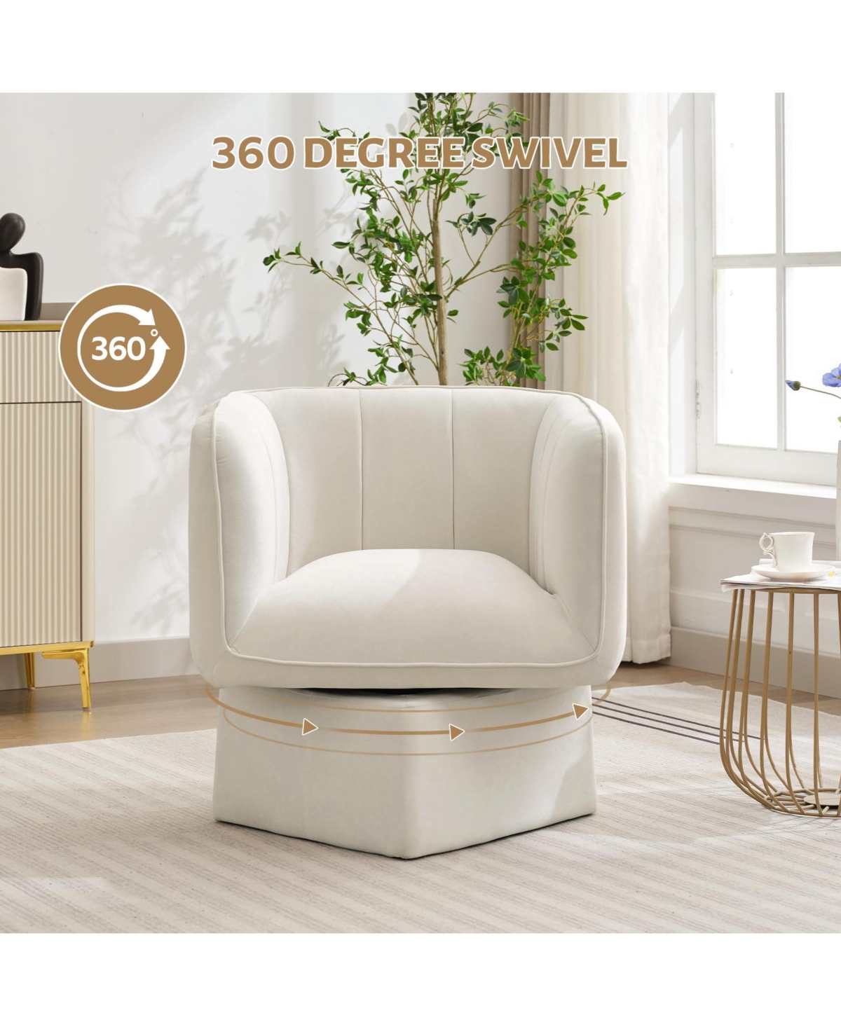 gaomon Swivel Accent Chair, Mid-Century 360° Round Armchair for Bedroom, Living Room, Office & Waiting Room