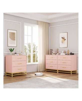 3-Pc Wood Dresser with Storage Drawers – Modern Bedroom Chest