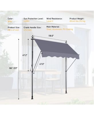 Adjustable Non-Screw Outdoor Sun Shade Cover with UV Protection Patio Door and Window Canopy for Backyard