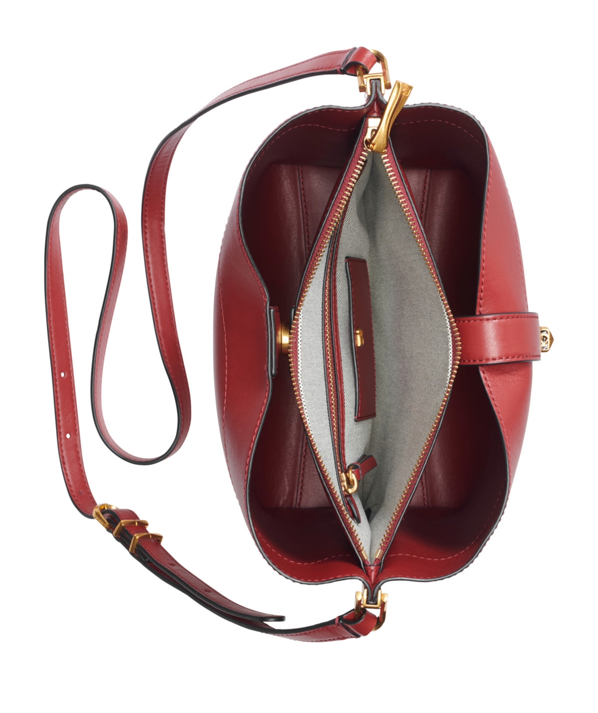 DONNA KARAN DONNA KARAN BRIDGEHAMPTON LEATHER TURNLOCK TRIPLE COMPARTMENT CROSSBODY 