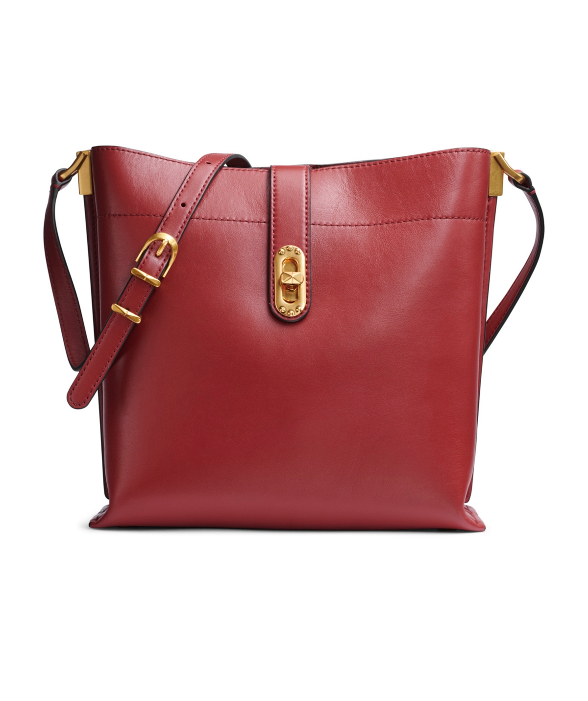 DONNA KARAN DONNA KARAN BRIDGEHAMPTON LEATHER TURNLOCK TRIPLE COMPARTMENT CROSSBODY 