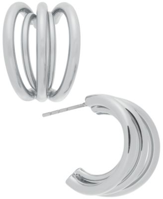 On 34th - Small Multi-Split C-Hoop Earrings, 0.78"