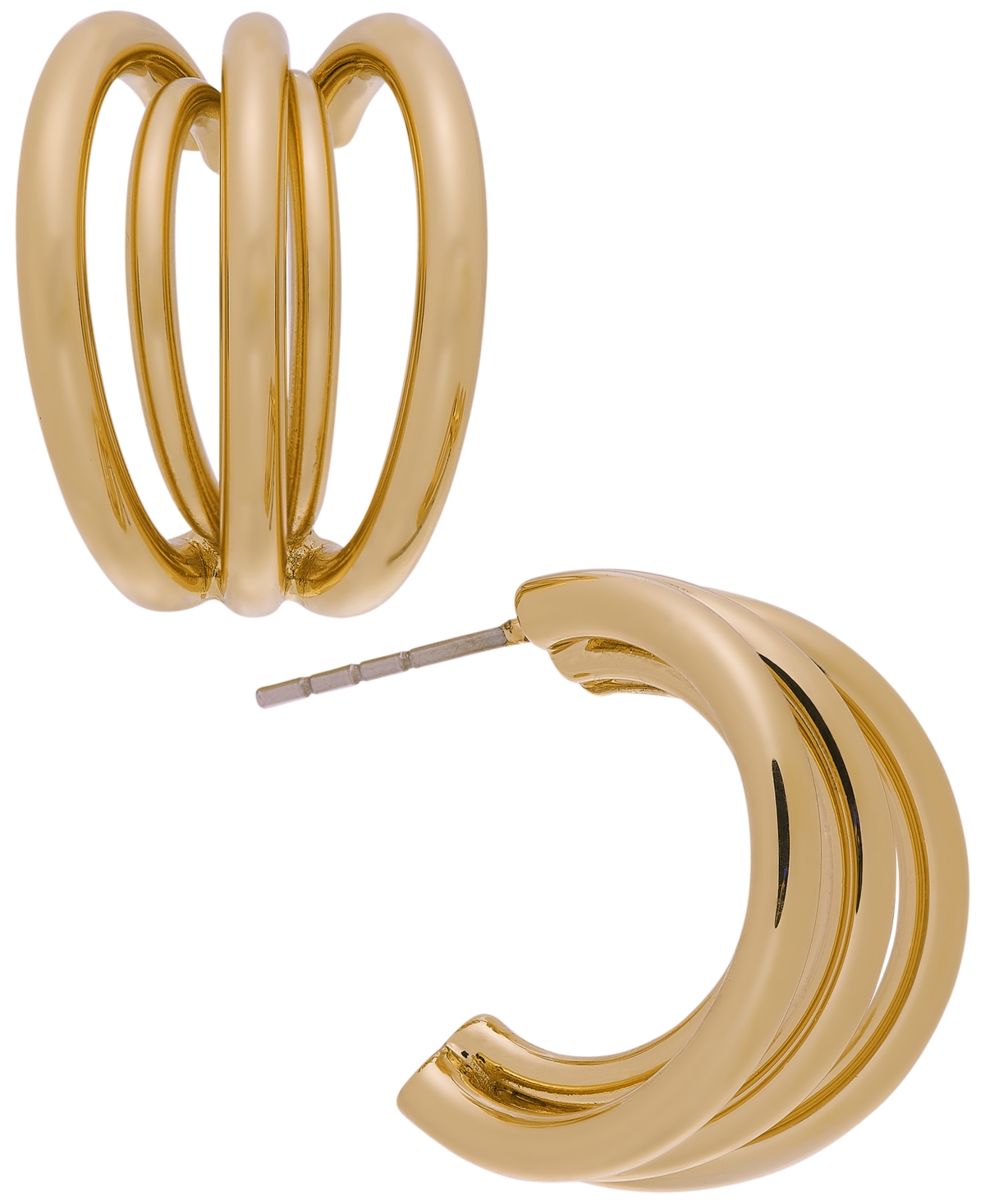 Small Multi-Split C-Hoop Earrings, 0.78", Created for Macy's - Silver
