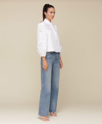 AVEC LES FILLES EYELET BLOUSE STUDDED JEANS