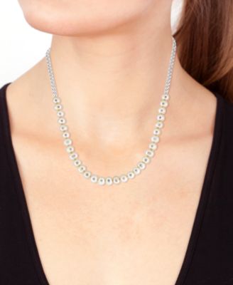 EFFY&reg; Cultured Freshwater Pearl (6mm) & Cable Chain Collar Necklace in Sterling Silver, 18" + 1" extender