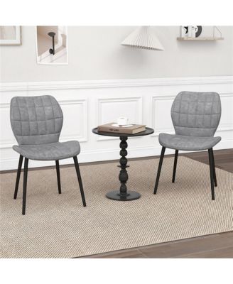Dining Chairs Set of 4 w/ Padded Back Metal Legs & 2 Adjustable Foot Pads