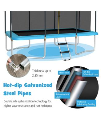 8 x 14 FT Rectangular Recreational Trampoline W/ Safety Enclosure Net Ladder Outdoor