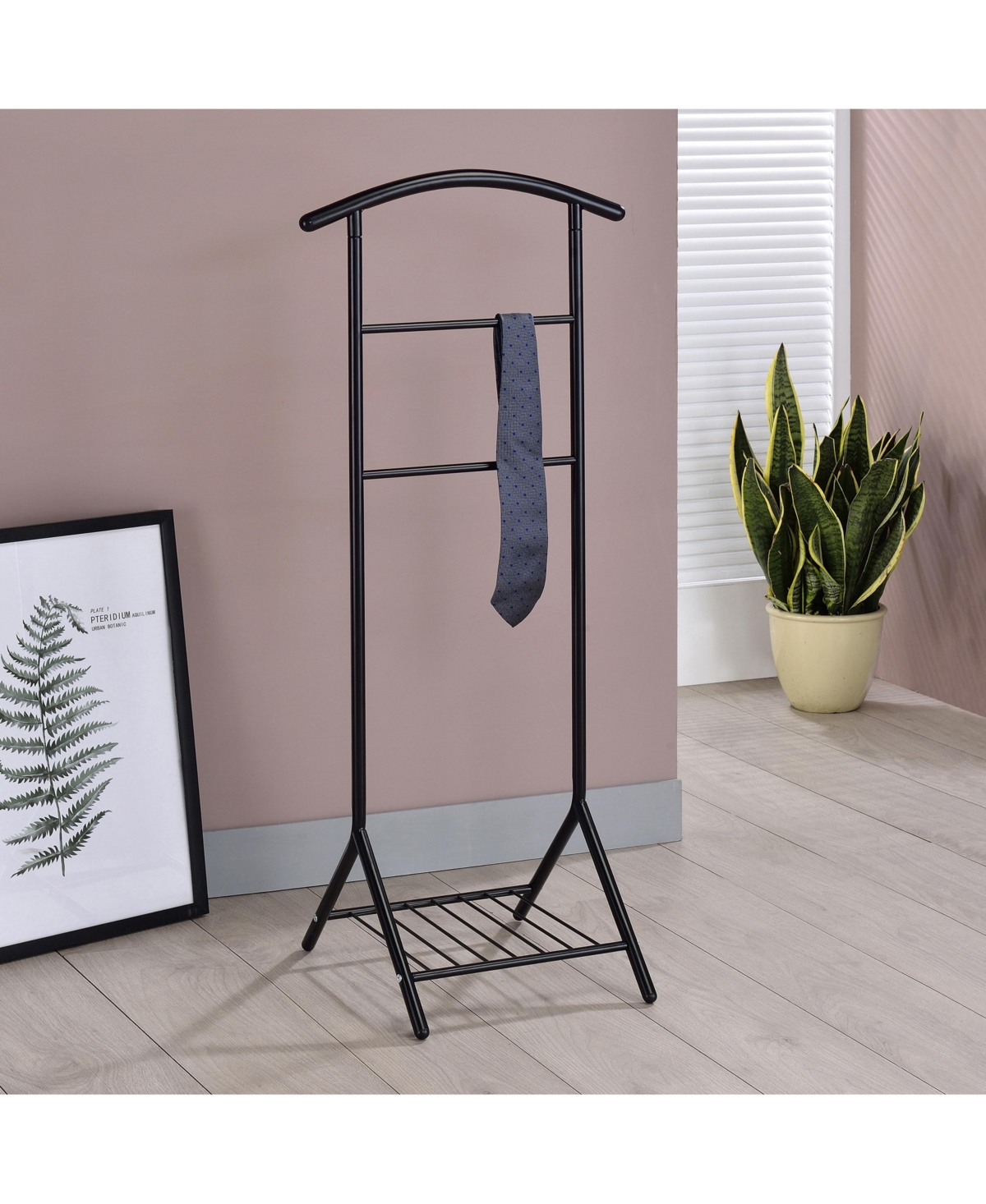 Kings Brand Furniture Amos Black Metal Wardrobe Suit Valet Stand Organizer, Clothes Rack, Contour Hanger, Trouser Shoe Rack