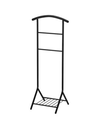 Amos Black Metal Wardrobe Suit Valet Stand Organizer, Clothes Rack, Contour Hanger, Trouser Shoe Rack