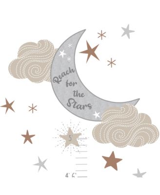 Celestial Moon & Stars Toddler/Kids Growth Chart Wall Decal/Sticker