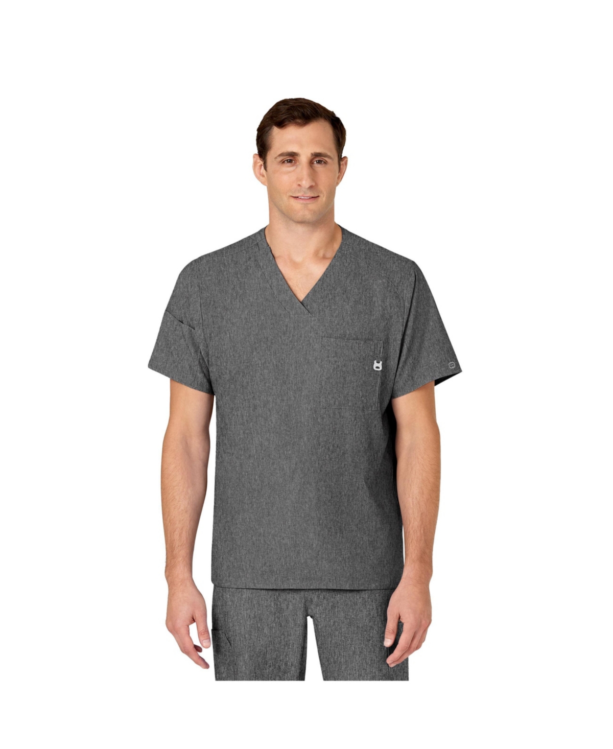 Men's W123 V-Neck Scrub Top - Charcoal heather