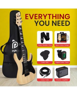 38.7" Full Size Electric Guitar Kit - Includes Amplifier, Travel Bag, and Accessories, Natural Finish (PEGKT781N)
