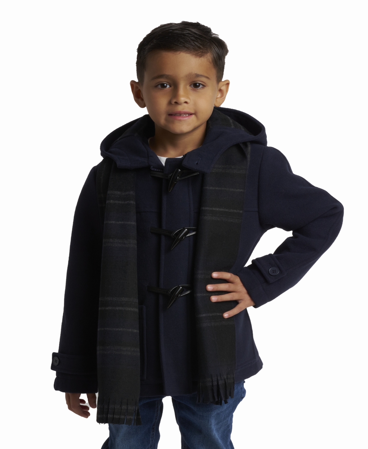 S Rothschild & Co Toddler & Little Boy Toggle Dress Coat with Scarf