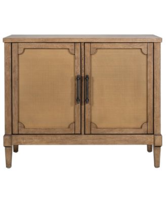 36.5" Wood Salina Wide Woven Cane Accent Cabinet