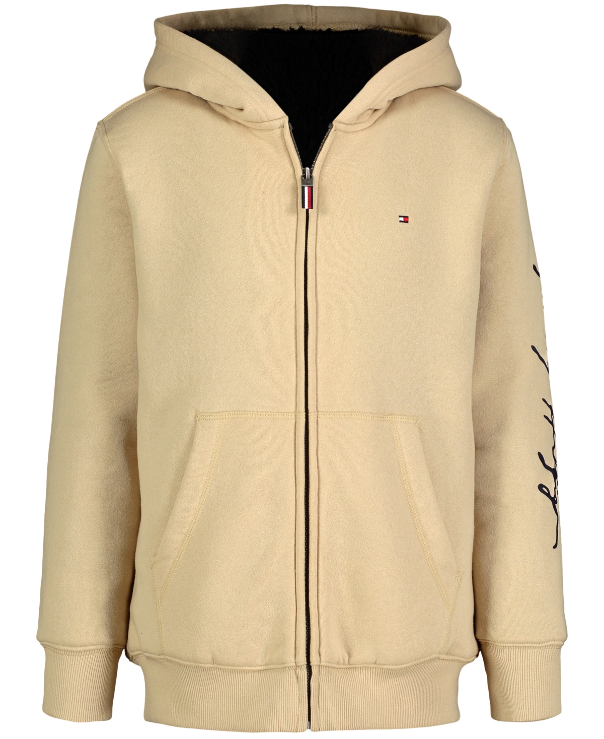 Tommy Hilfiger Toddler And Little Boys Tommy Script Zip Front Sherpa Hoodie In Irish Cream