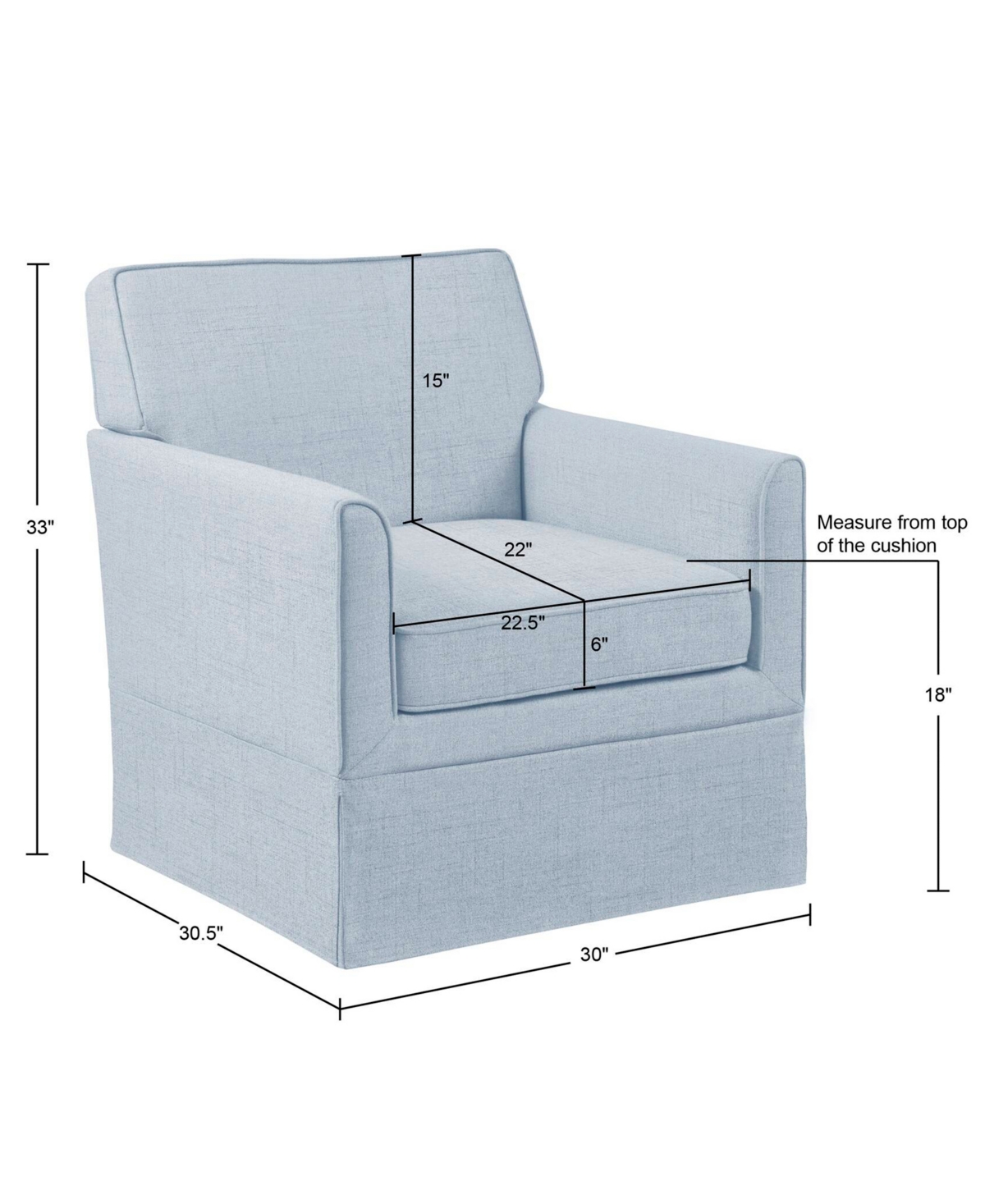510 Design Paula 30"w Slipcover Accent Armchair In Light Blue
