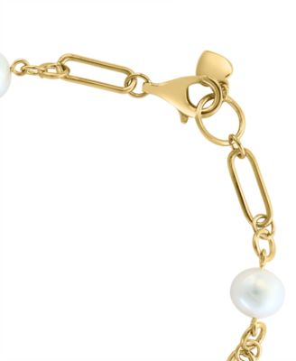 EFFY® Cultured Freshwater Pearl (7mm) Open Link Chain Bracelet in Gold-Plated Sterling Silver