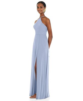 Womens Diamond Halter Maxi Dress with Adjustable Straps