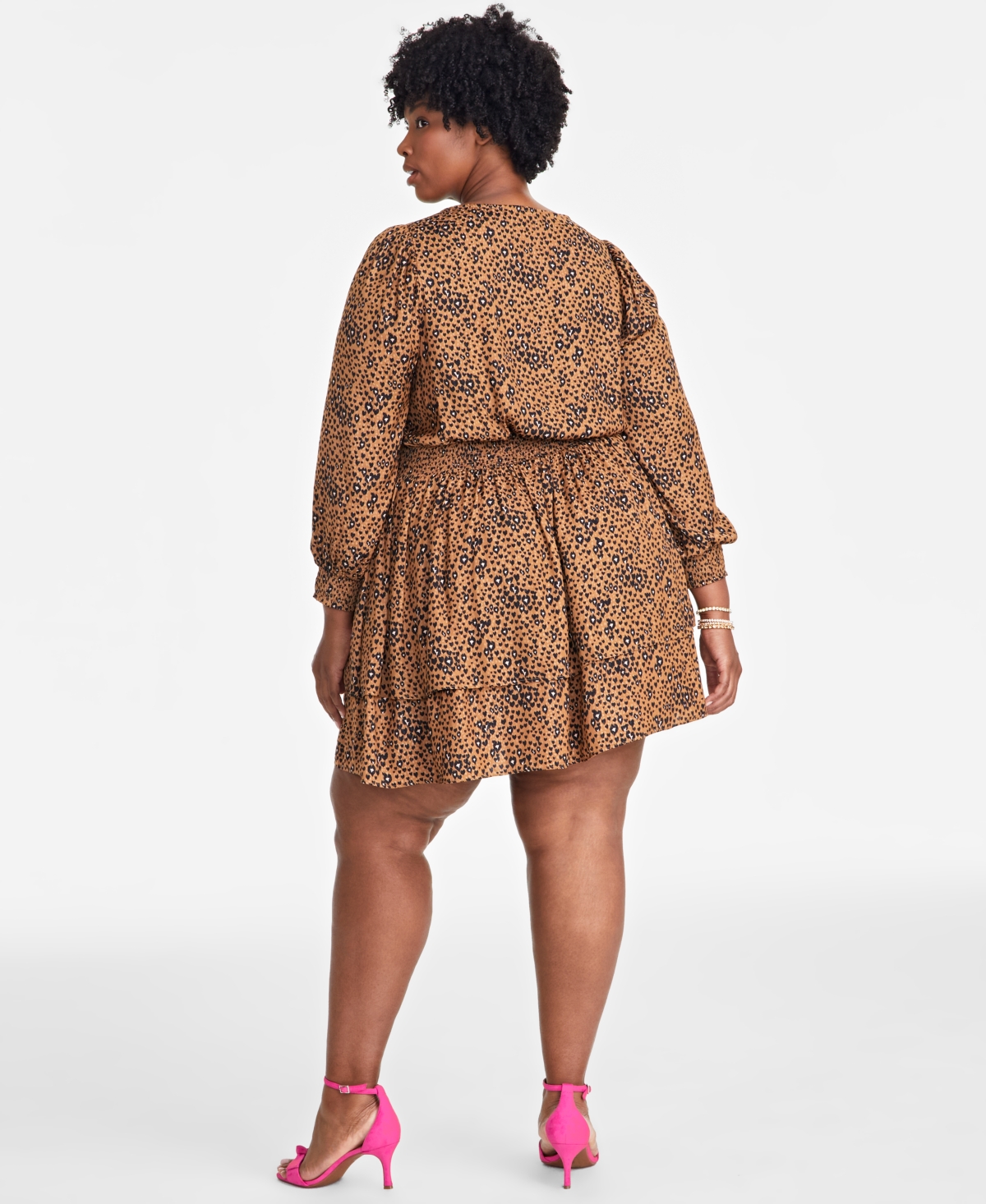 On 34th Trendy Plus Size Wild Hearts Tiered Minidress, Exclusively at Macy's