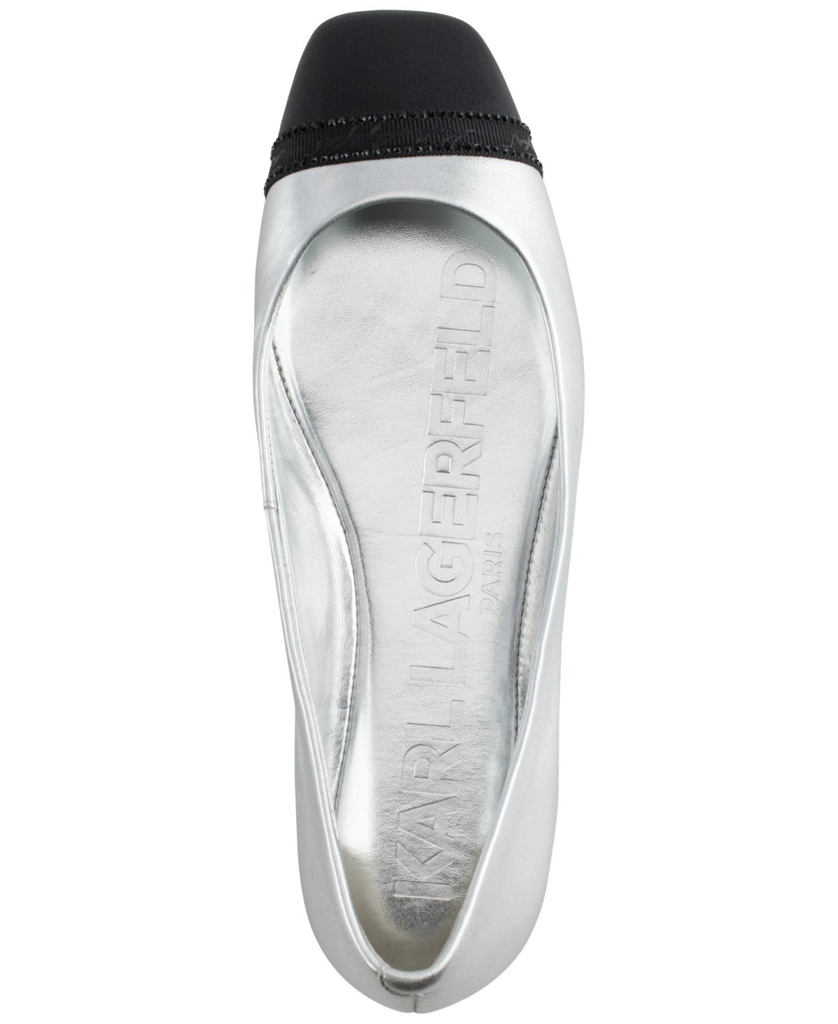 Karl Lagerfeld Women's Zayne Square-toe Ballet Flats In Silver,black