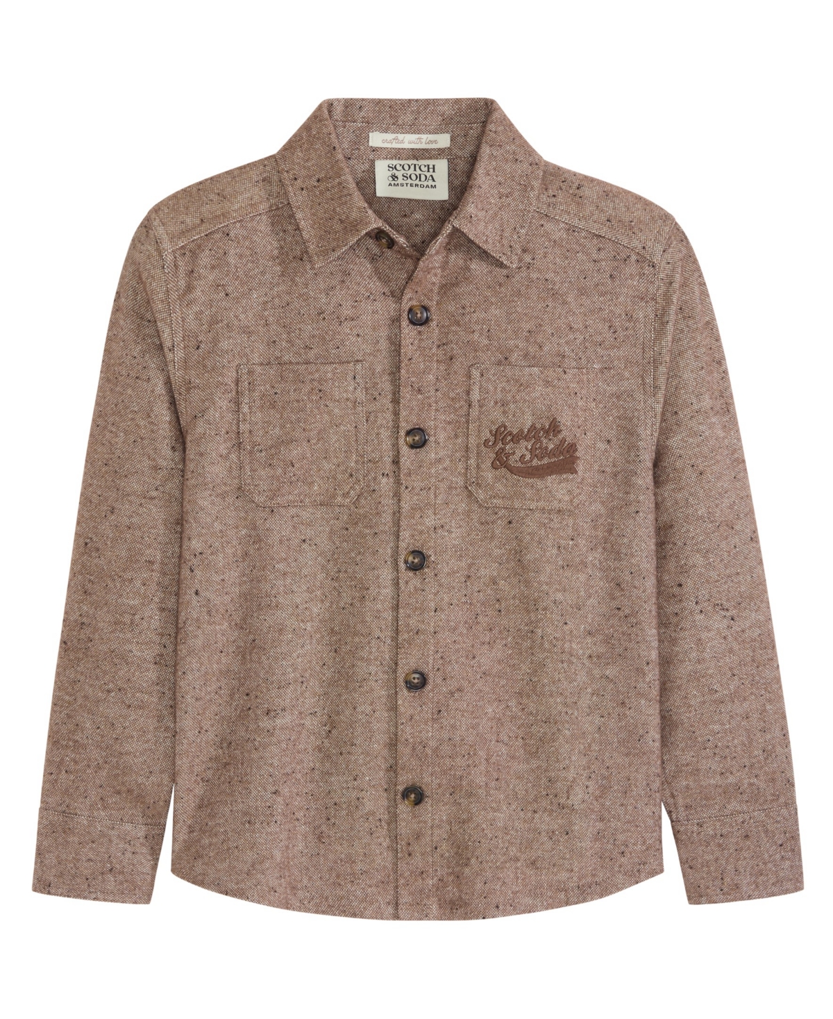 Scotch & Soda Big Boys Long Sleeve Button Up Shirt In Coffee