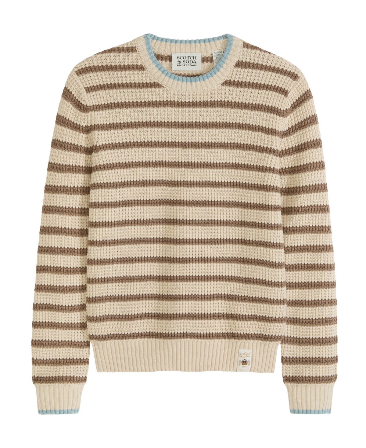 Scotch & Soda Big Boys Yarn Dye Stripe Crew Neck Sweater In Parchment