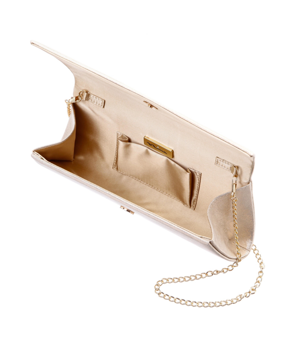Shop Nina Curved Flap Slim Magnetic Clutch In Platino