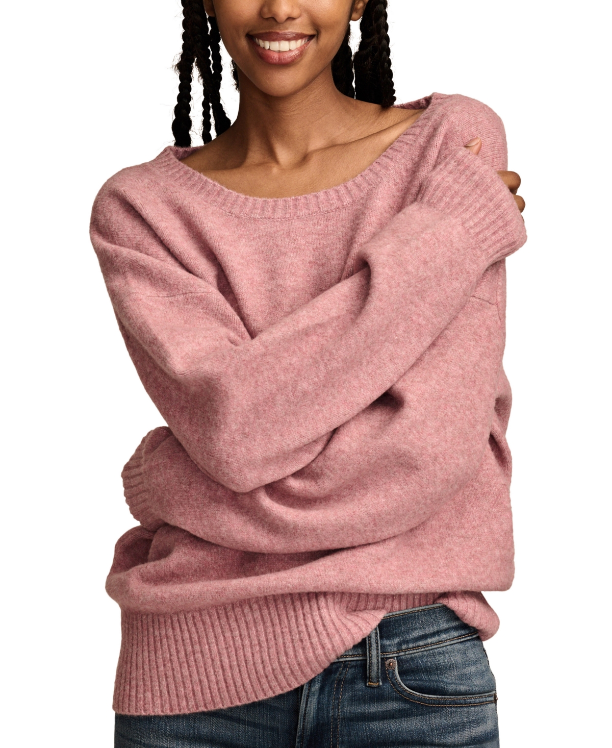 LUCKY BRAND WOMEN' SCREWNECK LONG-SLEEVE PULLOVER SWEATER 