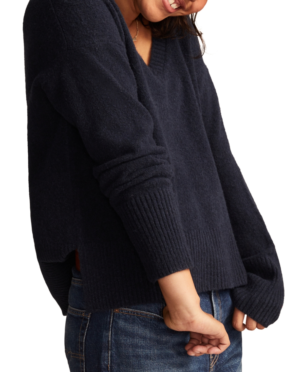Lucky Brand Women's Cozy V-Neck Side-Slit Sweater
