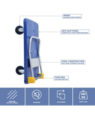 Foldable Push Hand Cart, Platform Truck with 880 lbs. Weight Capacity